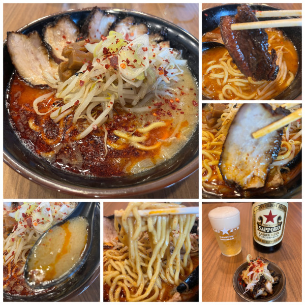 「ちゃーしゅー辛味噌らーめん1320円ビール赤星中瓶600円」@味噌らーめん屋 ちょりんの写真