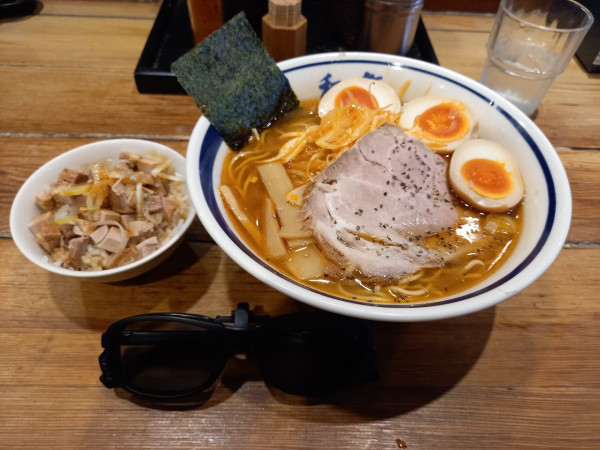 「辛ねぎ中華そば(イベント750円)大盛かため無料、半熟味付き卵無」@和風ラーメン 和鉄の写真