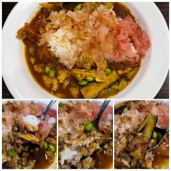 炭火焼きチキンと和の出汁カレー(3辛)＋あさり＝1301円