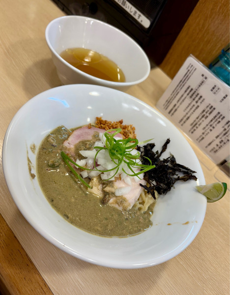 「【限定】手揉み麺の牡蠣和えつけそば(カルテット潮ver.)」@麺屋 いちょうの写真