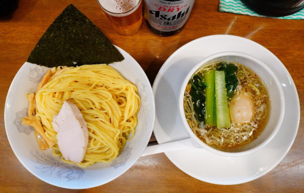 「塩つけめん＋味玉＋瓶ビール」@らーめん曳舟の写真