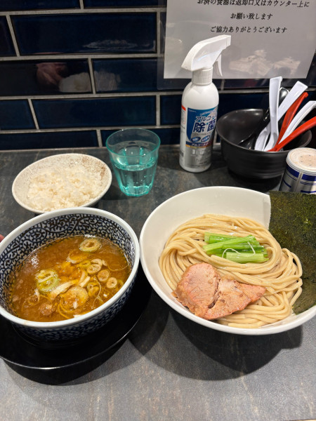 「つけ麺　中盛　ライス」@宮元製麺の写真