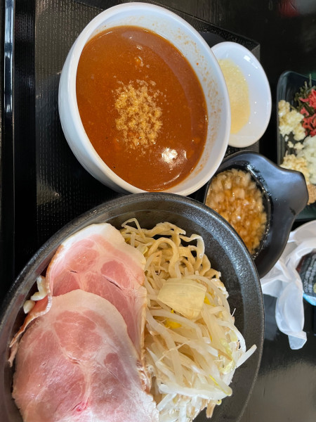 「トマトチーズつけ麺中粉チーズ追い飯」@つけ麺 どでんの写真