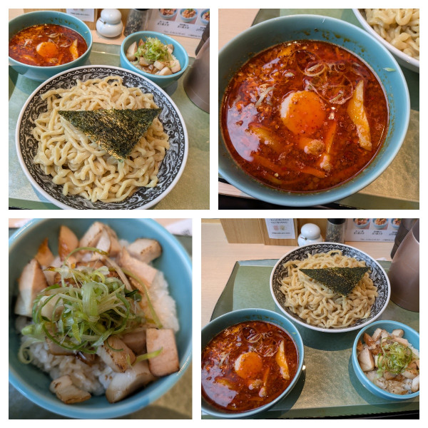 「辛つけそば➕特盛➕豚丼➕エプロン」@らぁ麺 花萌葱の写真