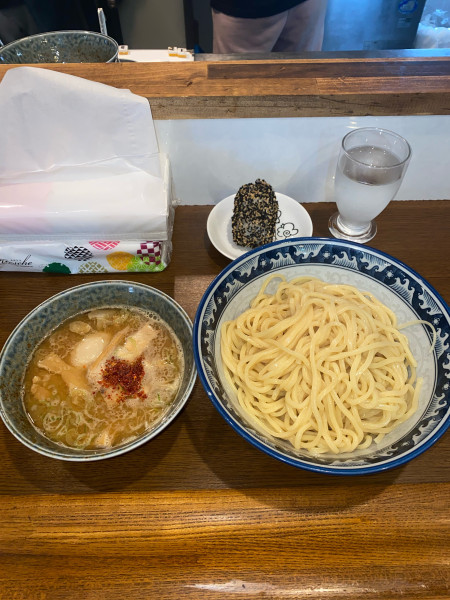 「つけ麺2玉味付玉子サービスおにぎり¥1,280円」@中華そば 坂井田の写真