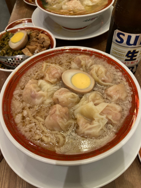 「粗挽き肉汁雲呑麺、ミニルーロー飯」@広州市場 田町店の写真
