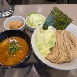 海老つけ麺並、メンマ、キャベツ