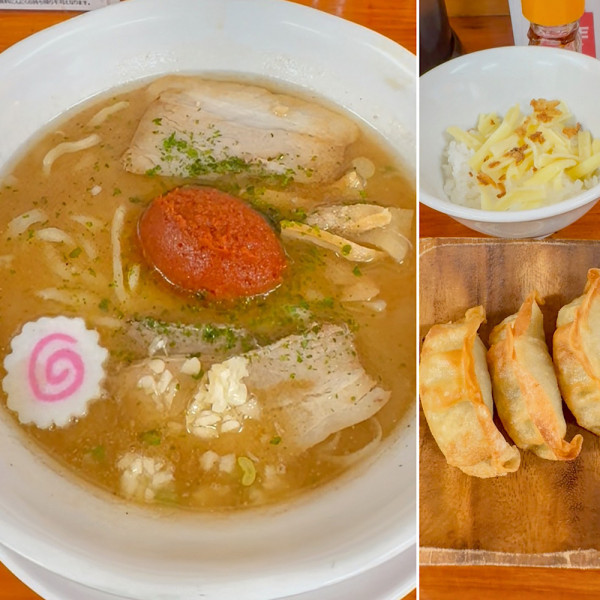 「からみそラーメン950円＋無料揚げ餃子他」@からみそラーメン ふくろう ひたちなか田彦店の写真