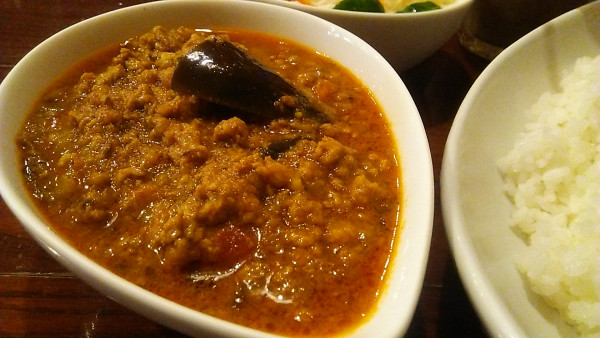 「日替りランチ Aセット 豚ひき肉とナスのカリー 1100円」@soul food india 水道橋店の写真