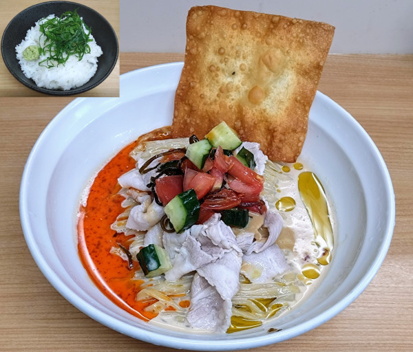 「【限定】冷やし豚しゃぶ豆乳担々麺 〆のご飯付 ￥1500」@らぁ麺NOBU 川越店の写真