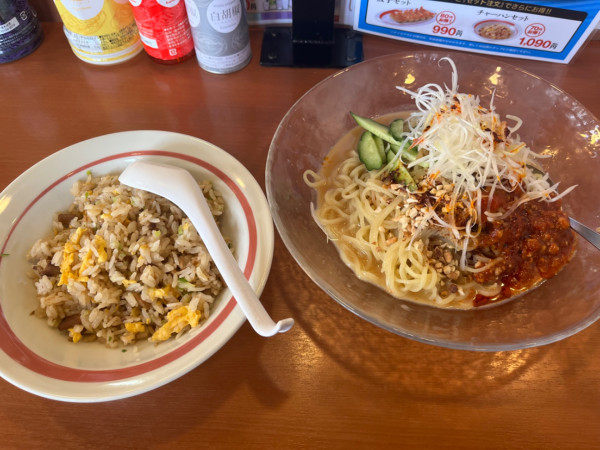 「冷し担担麺＋チャーハンセット＋麺大盛り」@幸楽苑 新小名浜店の写真