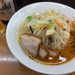 アサヒスーパードライ中瓶〜鶏ぶた塩辛タンメン