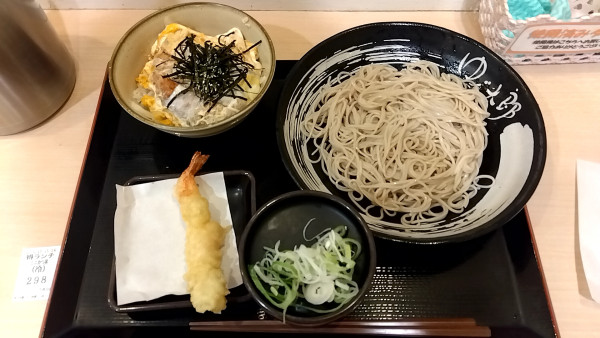 「もり（ミニかつ丼セット）＋海老天（クーポン）」@ゆで太郎 三田3丁目店の写真