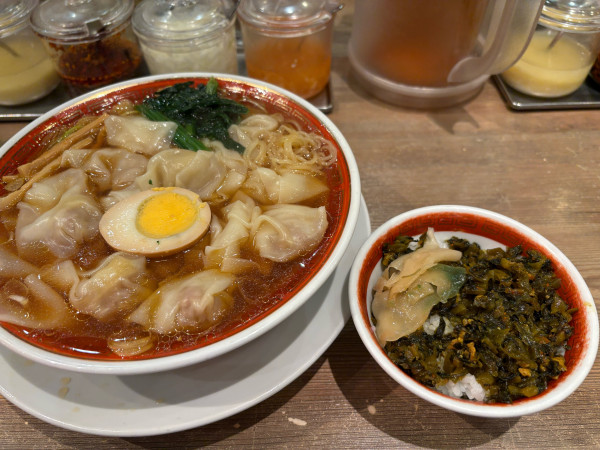 「広州雲呑麺ミニ高菜飯セット1089円」@広州市場 田町店の写真