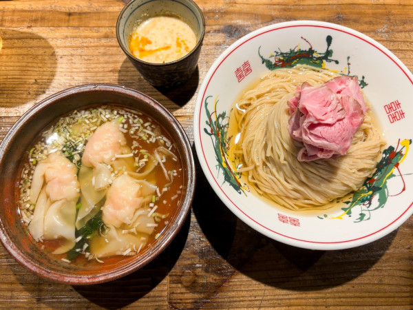 「昆布水つけ麺 200g (+海老ワンタン+冷やし豆乳担々追加」@伊之瀬の写真