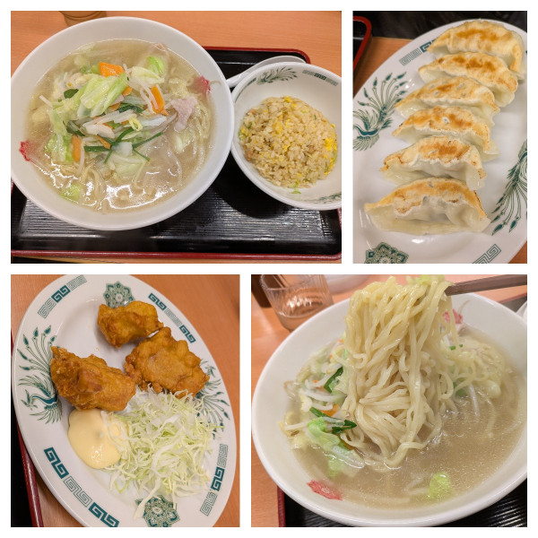 「野菜たっぷりタンメン半チャーハンセット➕麺大盛り」@日高屋 大和田店の写真