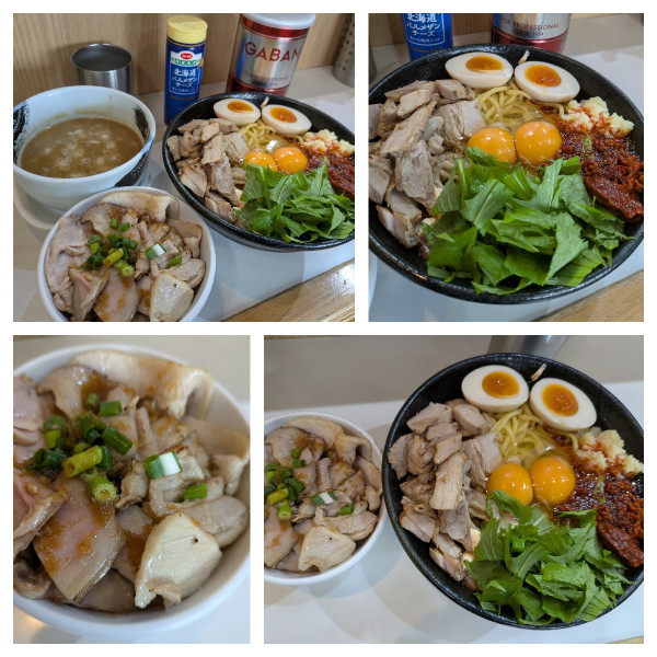 「【限定】辛玉まぜつけ麺➕チャーシュー丼」@麺屋 扇 SENの写真