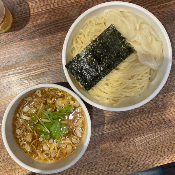 「サッポロ赤星 → 汐のつけソバ 皮ワンタン」@Tomboの写真