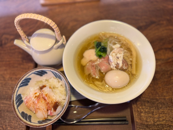 「ミニ鯛茶漬けセット(塩) 1480円＋フォロワー限定無料味玉」@鯛そば·茶漬  磯LABOの写真