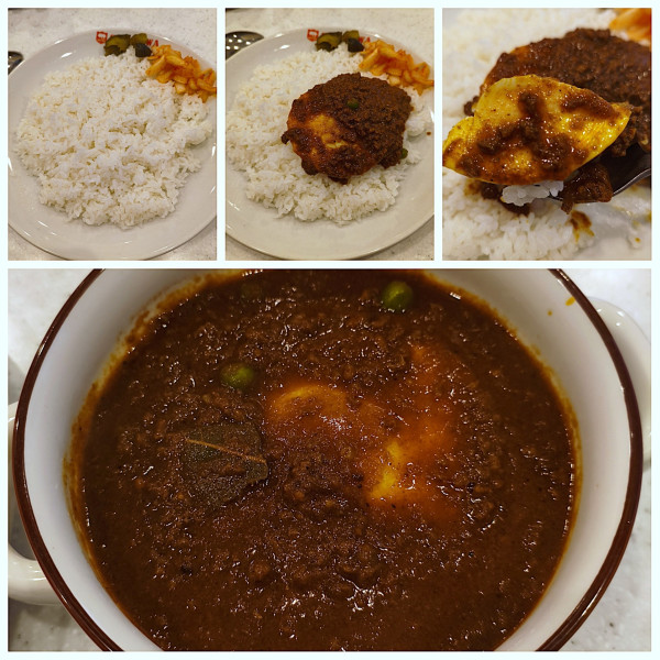 「キーママターカレー＋フライドエッグ＝1310円」@新川デリーの写真