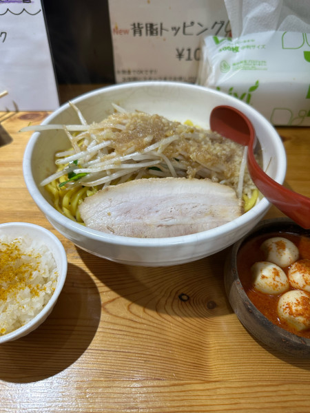 「SSNR.CCR+チンピラたまご」@味噌麺処 花道庵 北参道店の写真