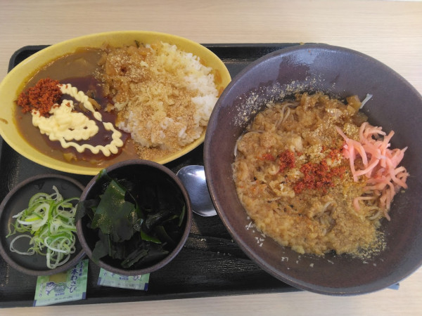 「朝そば”カレー”500円、クーポンで三陸わかめ150円が無料」@ゆで太郎 柏の葉キャンパス店の写真