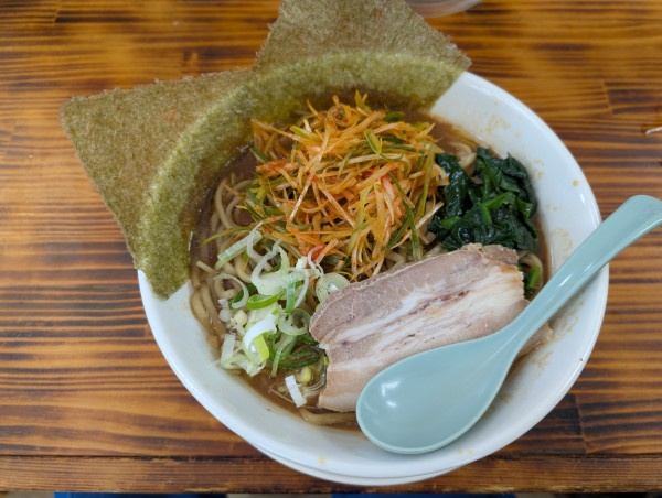 「ブラック＋からネギ」@つけめん いざや 小海店の写真