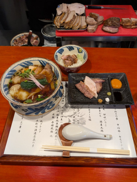 「特製中華そば 醤油＋鴨丼ハーフ」@中華そば 鴨福の写真