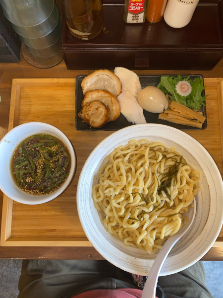 「鰹出汁昆布水の梅しそ冷やしつけ麺全部麺大盛り¥1,850円(限定」@らぁめん 麺彩家の写真