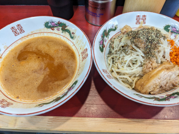 「【限定】エビクリームトマトつけ麺(少なめ)」@ラーメン鷹の目 東陽町店の写真