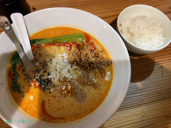 「担々麺２辛(900円)、半ライス(1000円)」@らぁめん白瀬の写真