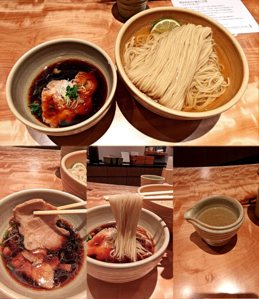 「『醤油つけ麺+大盛+スープ割り(￥1200+200+50)』」@迂直の写真