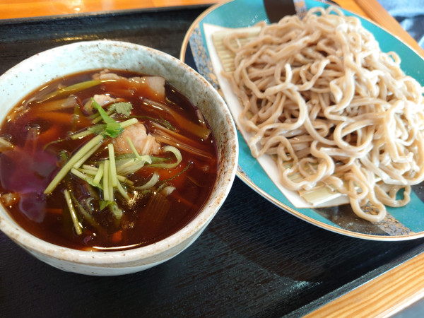 「葱肉つけめん蕎麦950円(キャンペーンで500円)」@ゑ富の写真