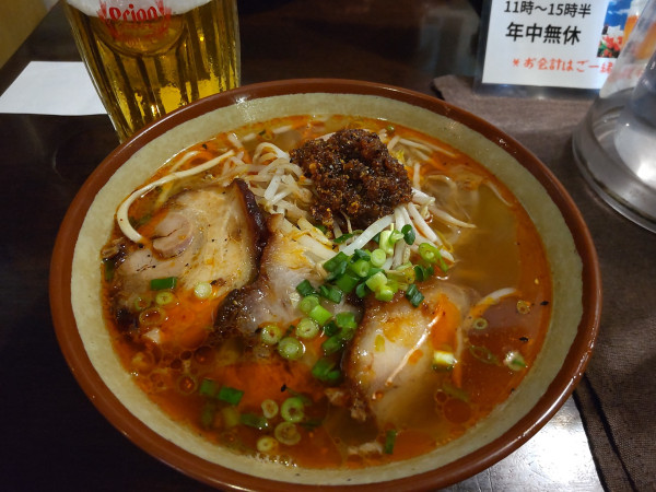 「あさひそば(中)かつお、オリオンビール」@沖縄料理あさひの写真