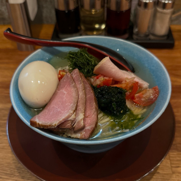 「あさりと帆立出汁と島田のり冷やし麺」@麺処 青野の写真