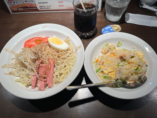 「本日のランチ①（特製冷麺＆五目チャーハン）950円」@上海華龍 ヤマダ電機LABI1高崎店の写真