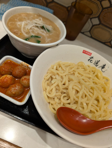 「味噌つけめん・チンピラ玉子増し」@味噌麺処 花道庵 東京ラーメンストリート店の写真