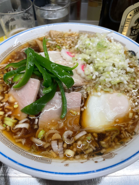 「五目そば 半熟卵変更 コマネギ」@中華そば みたかの写真