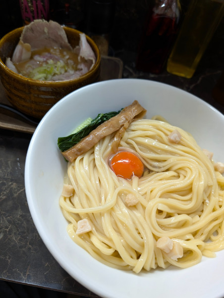 「塩TKMと塩鳥白湯魚介つけそば」@群青の写真