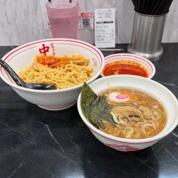 魚豚濃恋つけ麺 辛メンマ、プチ冷し味噌スープ