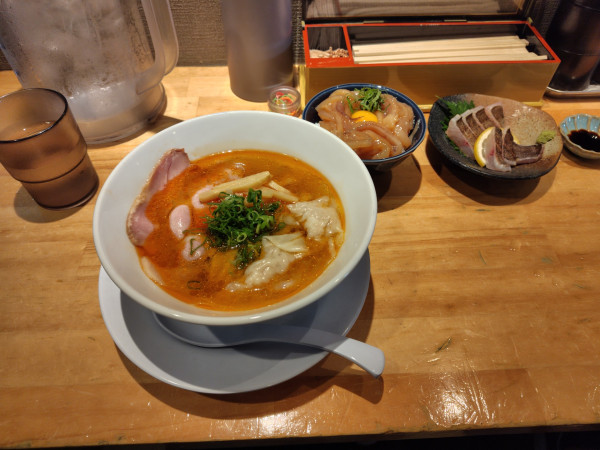 「赤海老の焼き出汁雲吞麵1500円（この日限定）」@麺家 たけ田の写真