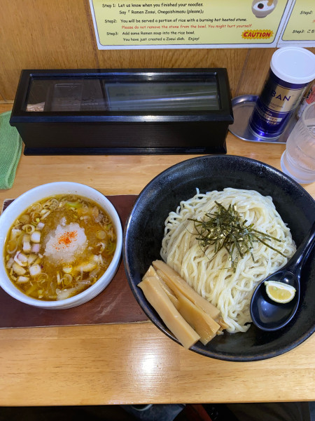 「豚しゃぶおろしつけ麺大盛りメンマ¥1,190円(限定)」@麺屋 白神の写真