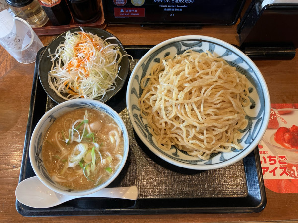 「醤油辛ねぎ肉つけ麵大盛り」@壱鵠堂 高田店の写真