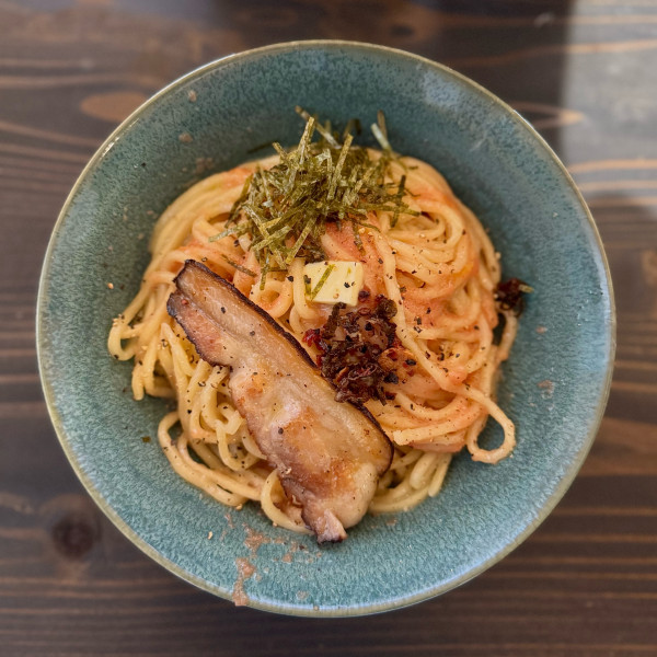 「博多明太まぜそば 大盛り（1,100円）」@麺処茶房 福の写真