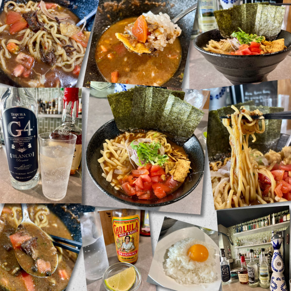 「ビリアラーメン（ライス、生卵付）1400円＋G4（テキーラ）」@PERROS PERRASの写真