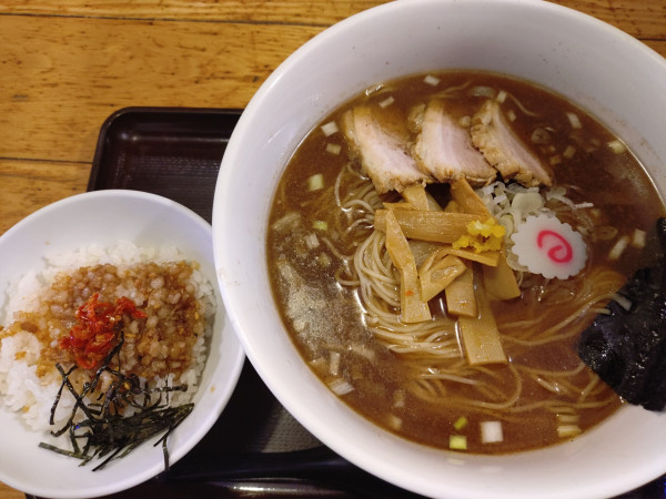 「中華そば並（1.5玉240g）、背脂丼」@中華そば・つけ麺 タナカ90の写真