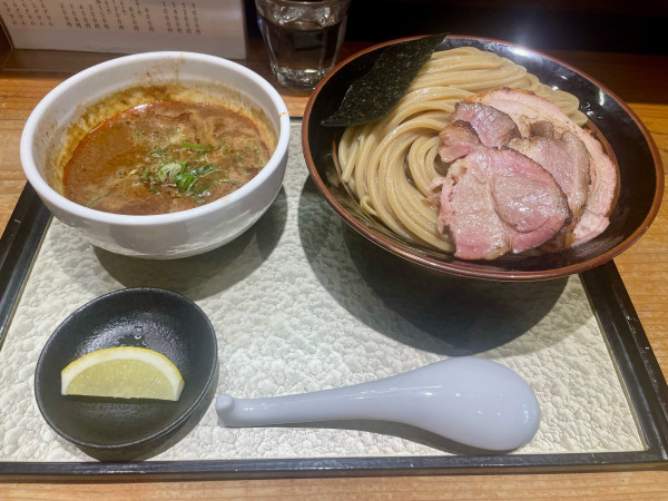 「チャーシューつけ蕎麦大1700+麻辣200+麻辣3増し100」@中華蕎麦 ひら井の写真