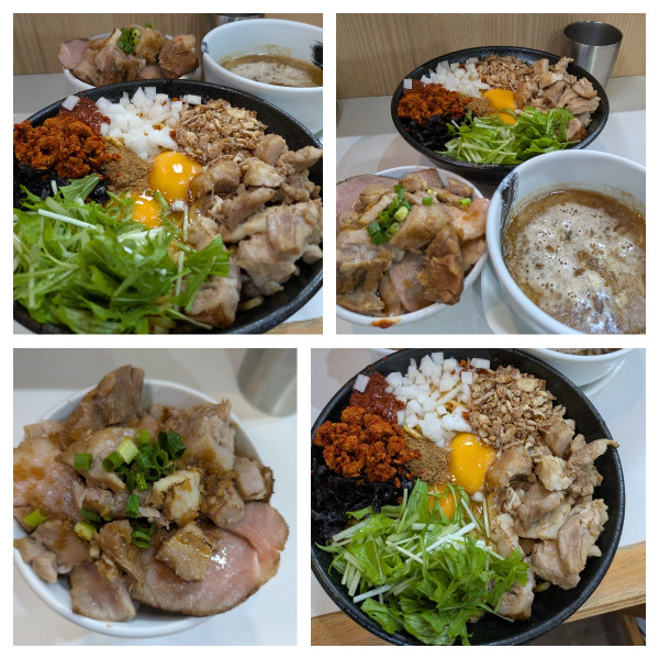 「【限定】辛玉まぜつけ麺➕チャーシュー丼」@麺屋 扇 SENの写真