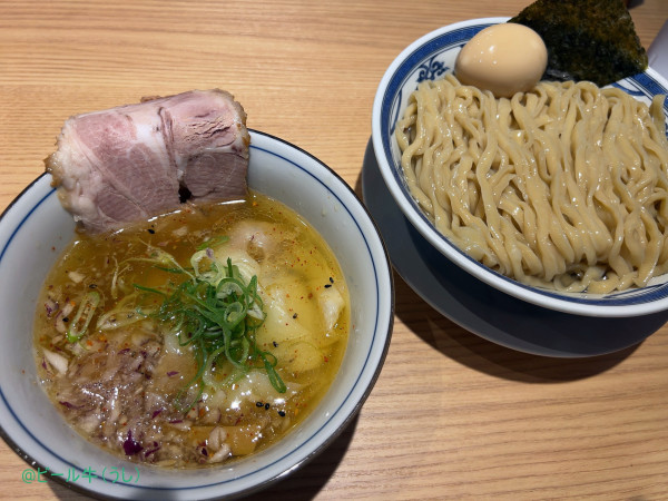 「特上鰹昆布水つけ麺塩(1470円)麺量300g」@中華そば 千乃鶏 志木店の写真