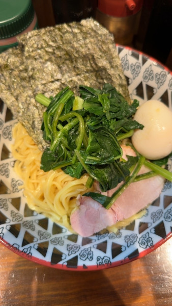 「つけ麺中盛ホウレンソウ味玉」@家系ラーメン いんなみ家の写真